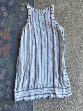 Anthropologie White and Navy Striped Shift Dress